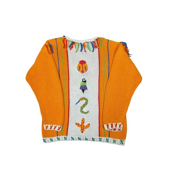 IB Diffusion Vintage 90s Sweater Women’s Small Boxy Southwest Snake Ladybug Art - Picture 2 of 9